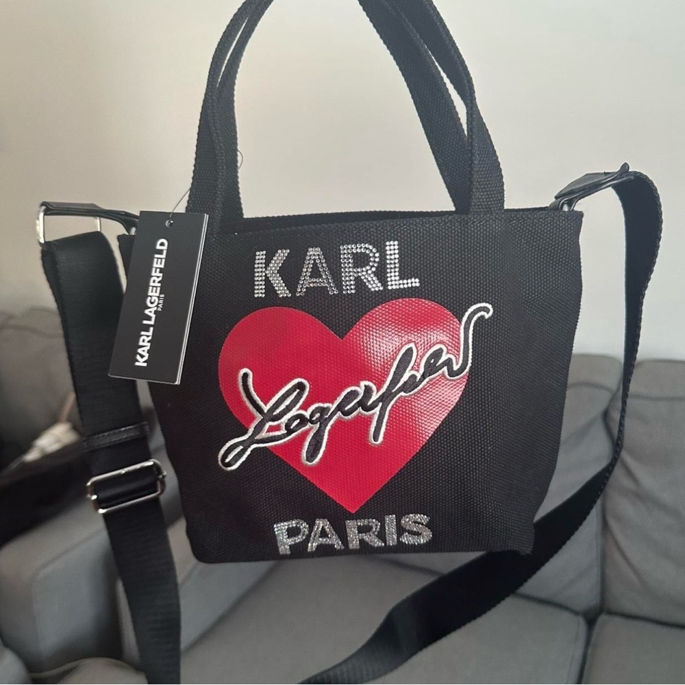 Karl Lagerfeld✨🖤❤️Black Crossbody Bag with Red Heart